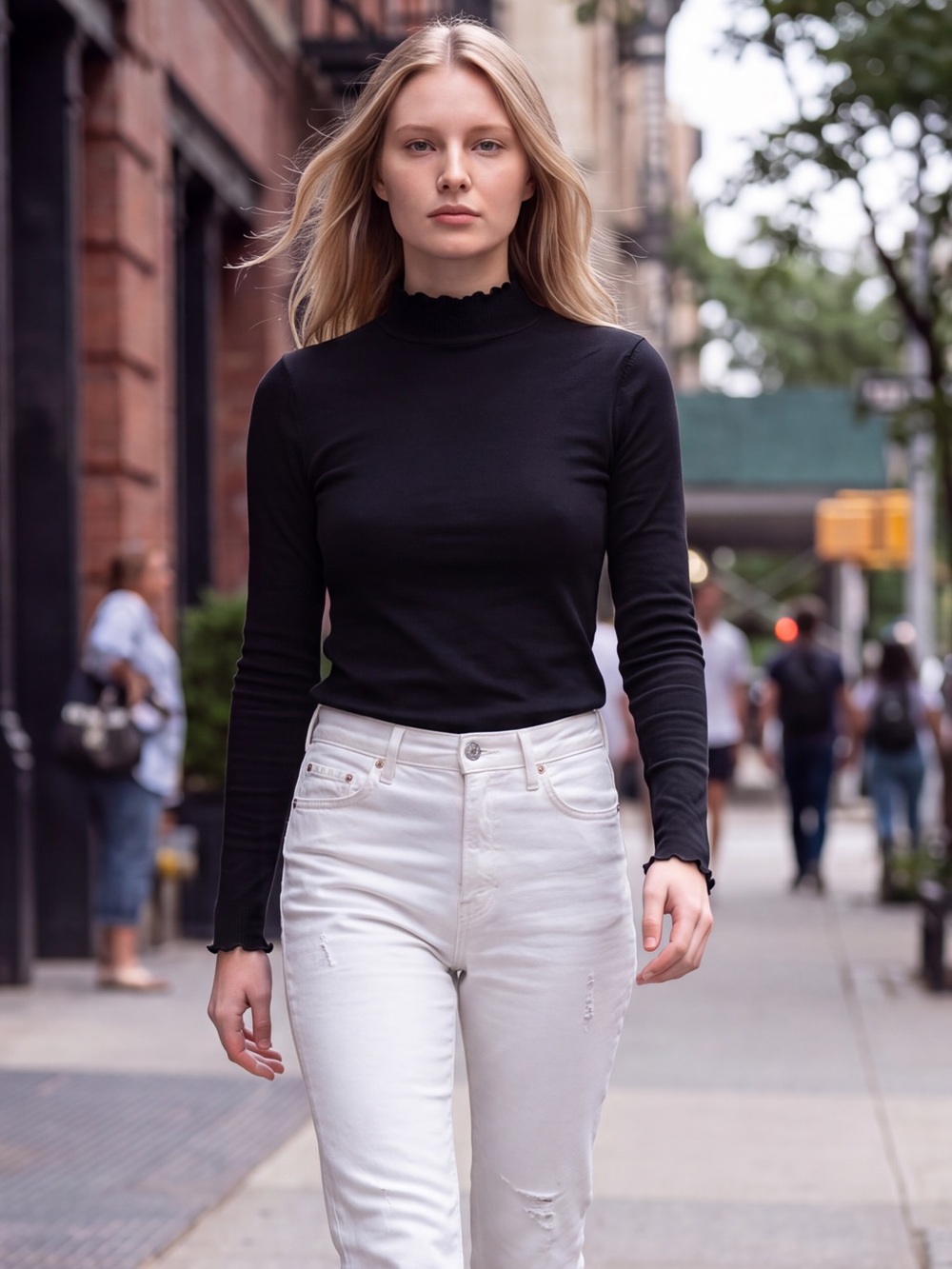 Black Mock Neckline long-sleeve